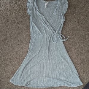 Blue Flutter Sleeve Wrap Sundress